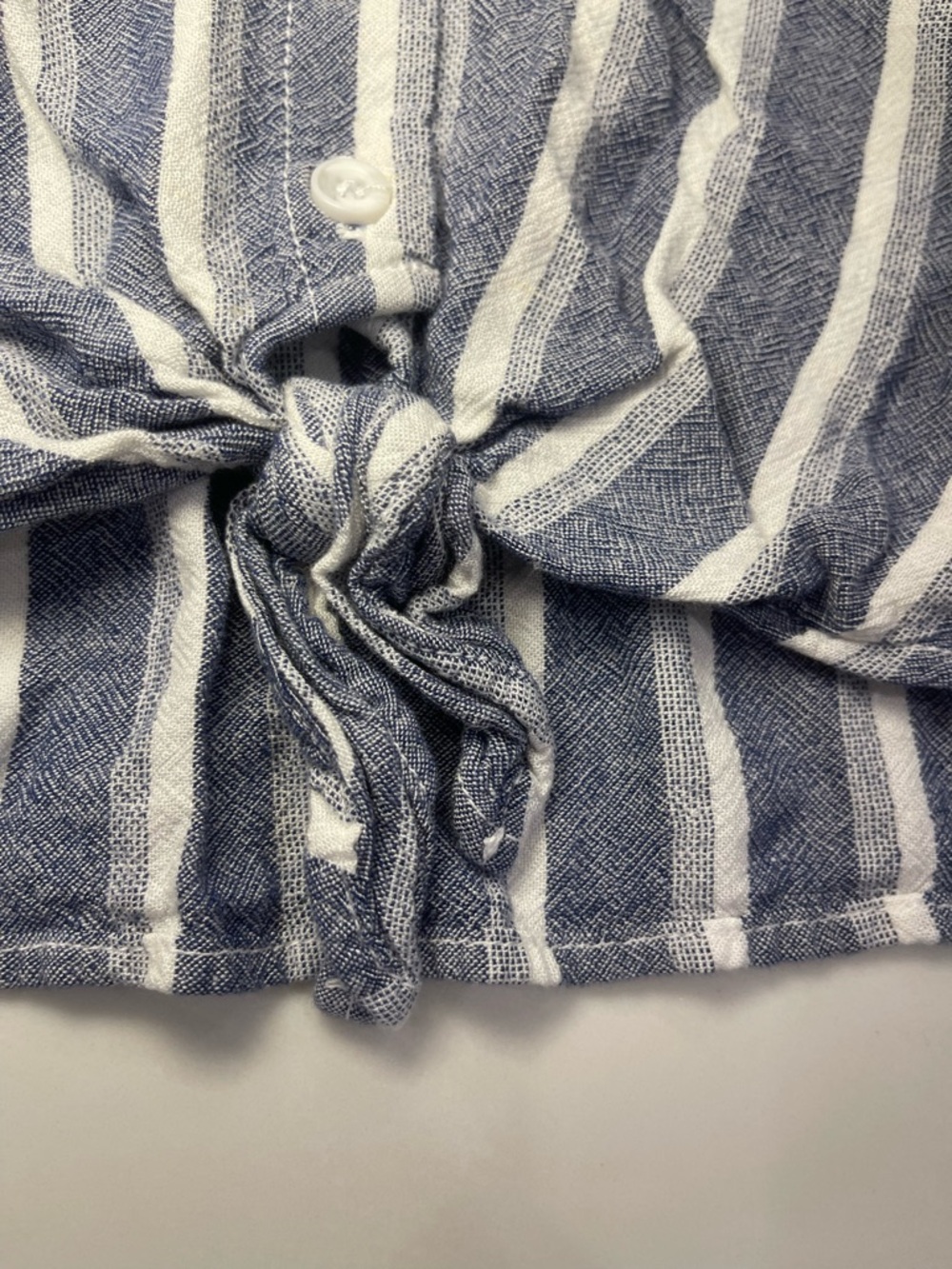 Like NEW! Bella Dahl Striped Button-Front Tie Hem Top - Blue & White - Picture 6 of 16